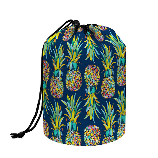 Colorful Pineapple Pattern Print Drawstring Makeup Bag