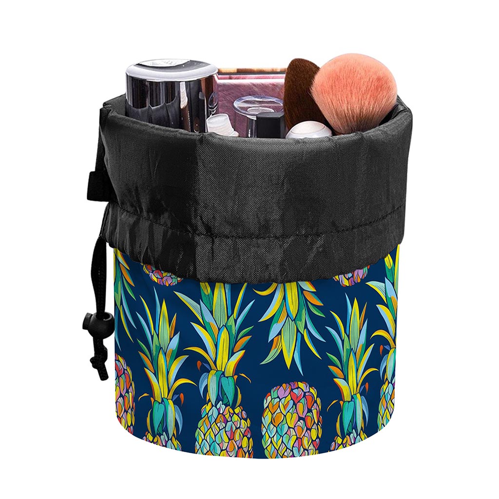 Colorful Pineapple Pattern Print Drawstring Makeup Bag