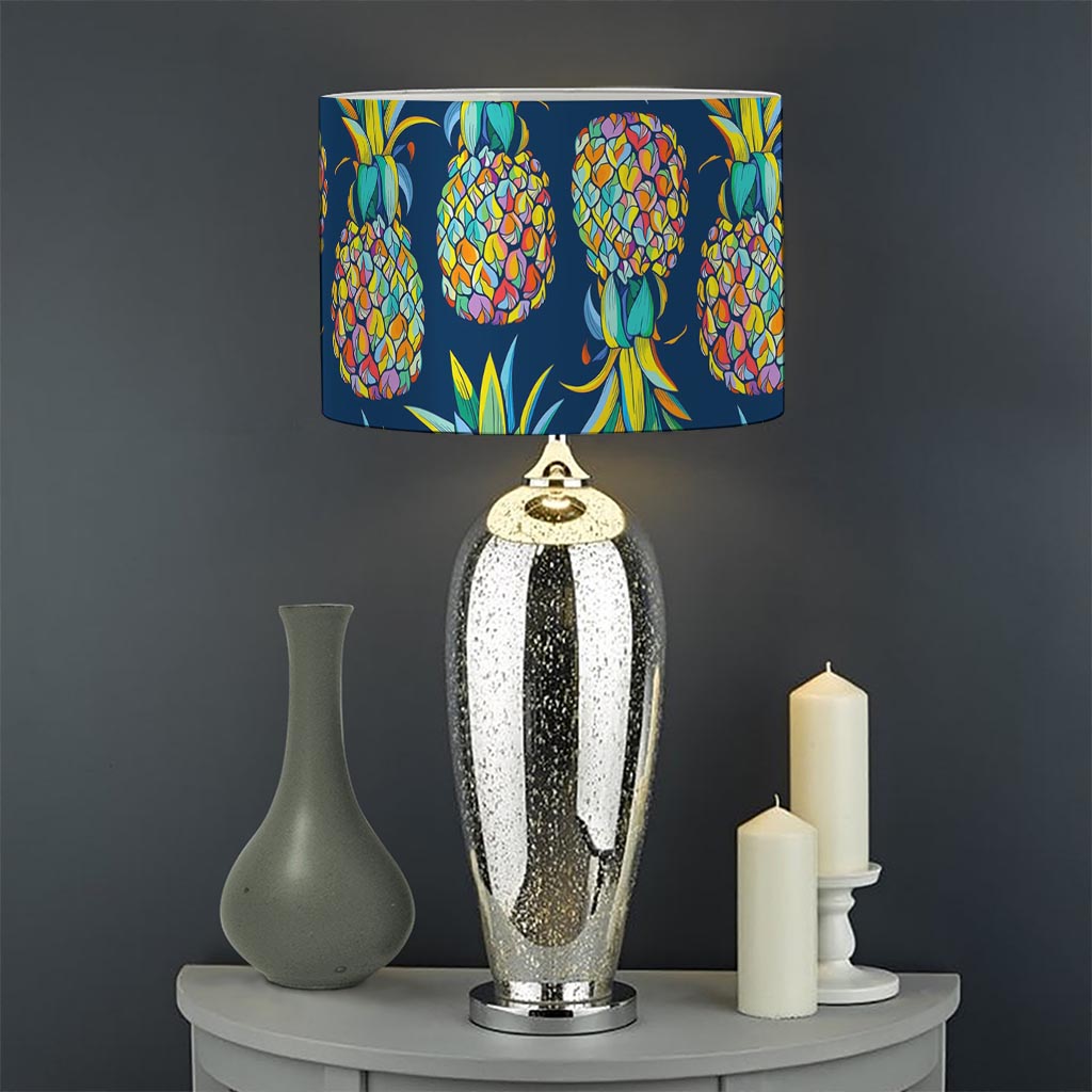 Colorful Pineapple Pattern Print Drum Lamp Shade