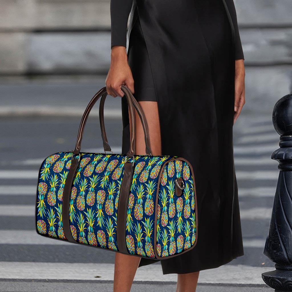 Colorful Pineapple Pattern Print Duffle Bag