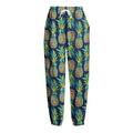 Colorful Pineapple Pattern Print Fleece Lined Knit Pants