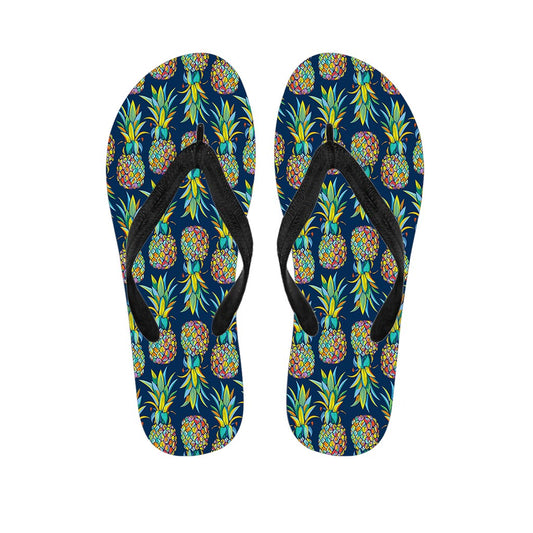 Colorful Pineapple Pattern Print Flip Flops