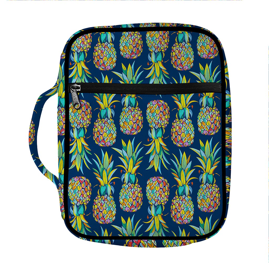Colorful Pineapple Pattern Print Front Pocket Bible Bag