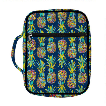 Colorful Pineapple Pattern Print Front Pocket Bible Bag