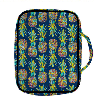 Colorful Pineapple Pattern Print Front Pocket Bible Bag