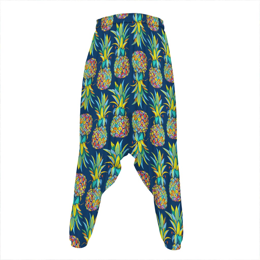 Colorful Pineapple Pattern Print Hammer Pants