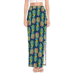 Colorful Pineapple Pattern Print High Slit Maxi Skirt