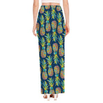 Colorful Pineapple Pattern Print High Slit Maxi Skirt