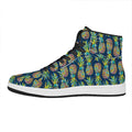 Colorful Pineapple Pattern Print High Top Leather Sneakers