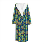 Colorful Pineapple Pattern Print Hooded Bathrobe