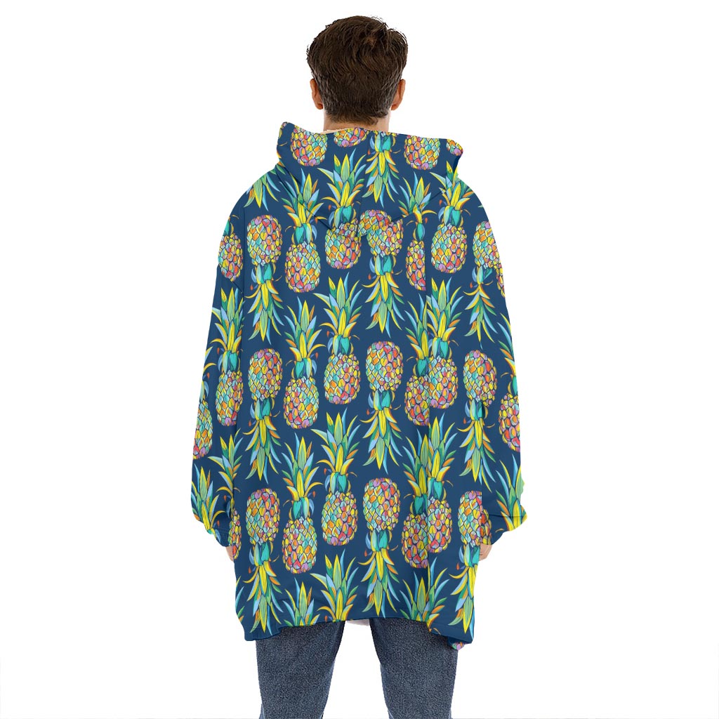 Colorful Pineapple Pattern Print Hoodie Blanket