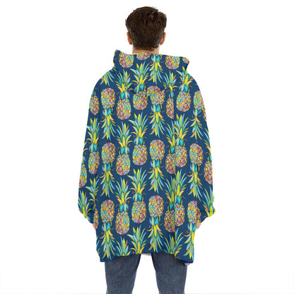 Colorful Pineapple Pattern Print Hoodie Blanket
