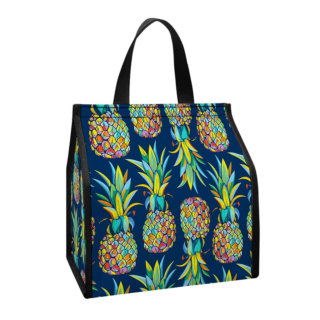 Colorful Pineapple Pattern Print Insulated Lunch Tote