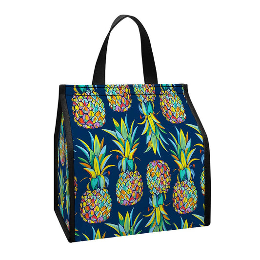 Colorful Pineapple Pattern Print Insulated Lunch Tote
