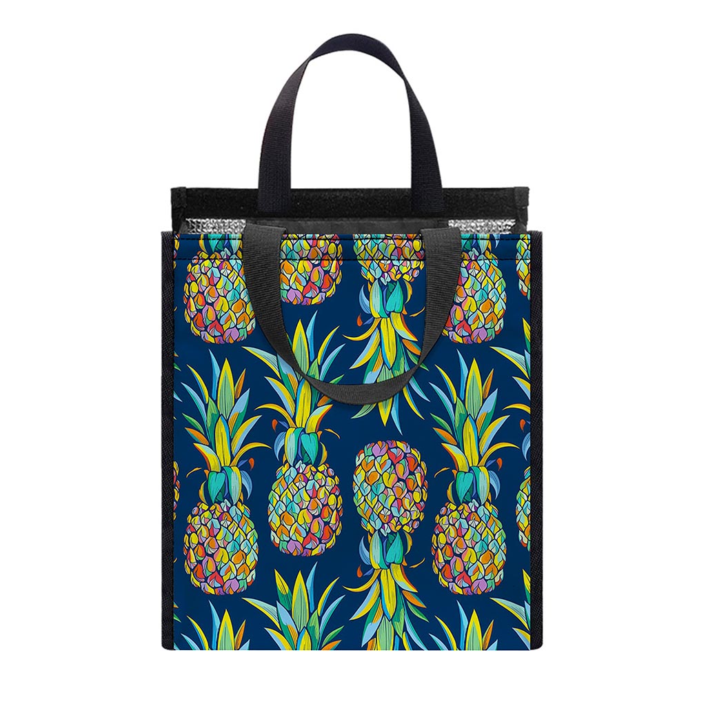 Colorful Pineapple Pattern Print Insulated Lunch Tote