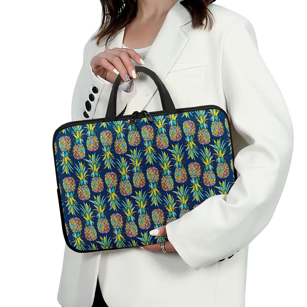 Colorful Pineapple Pattern Print Laptop Sleeve With Handle
