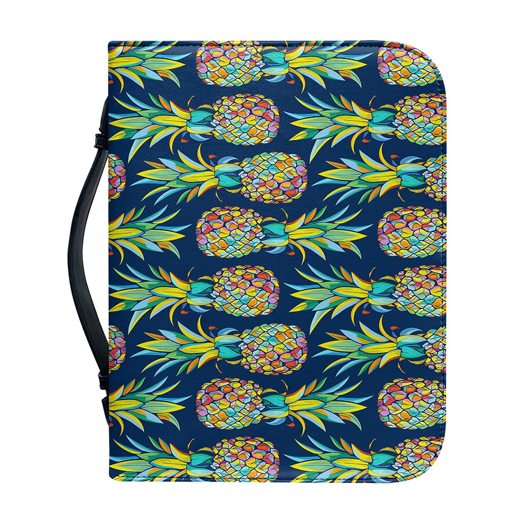 Colorful Pineapple Pattern Print Leather Bible Cover