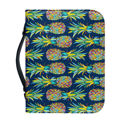 Colorful Pineapple Pattern Print Leather Bible Cover