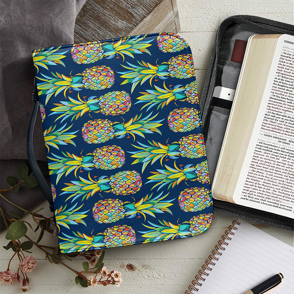Colorful Pineapple Pattern Print Leather Bible Cover