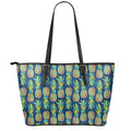 Colorful Pineapple Pattern Print Leather Tote Bag With Zipper