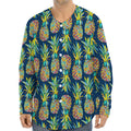 Colorful Pineapple Pattern Print Long Sleeve Baseball Jersey