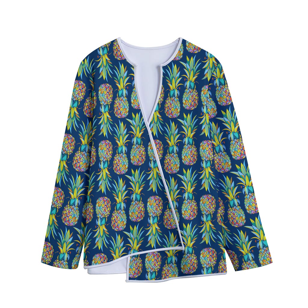 Colorful Pineapple Pattern Print Long Sleeve Short Coat