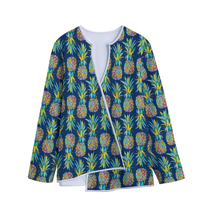Colorful Pineapple Pattern Print Long Sleeve Short Coat