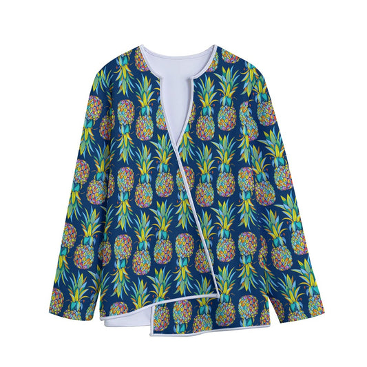 Colorful Pineapple Pattern Print Long Sleeve Short Coat