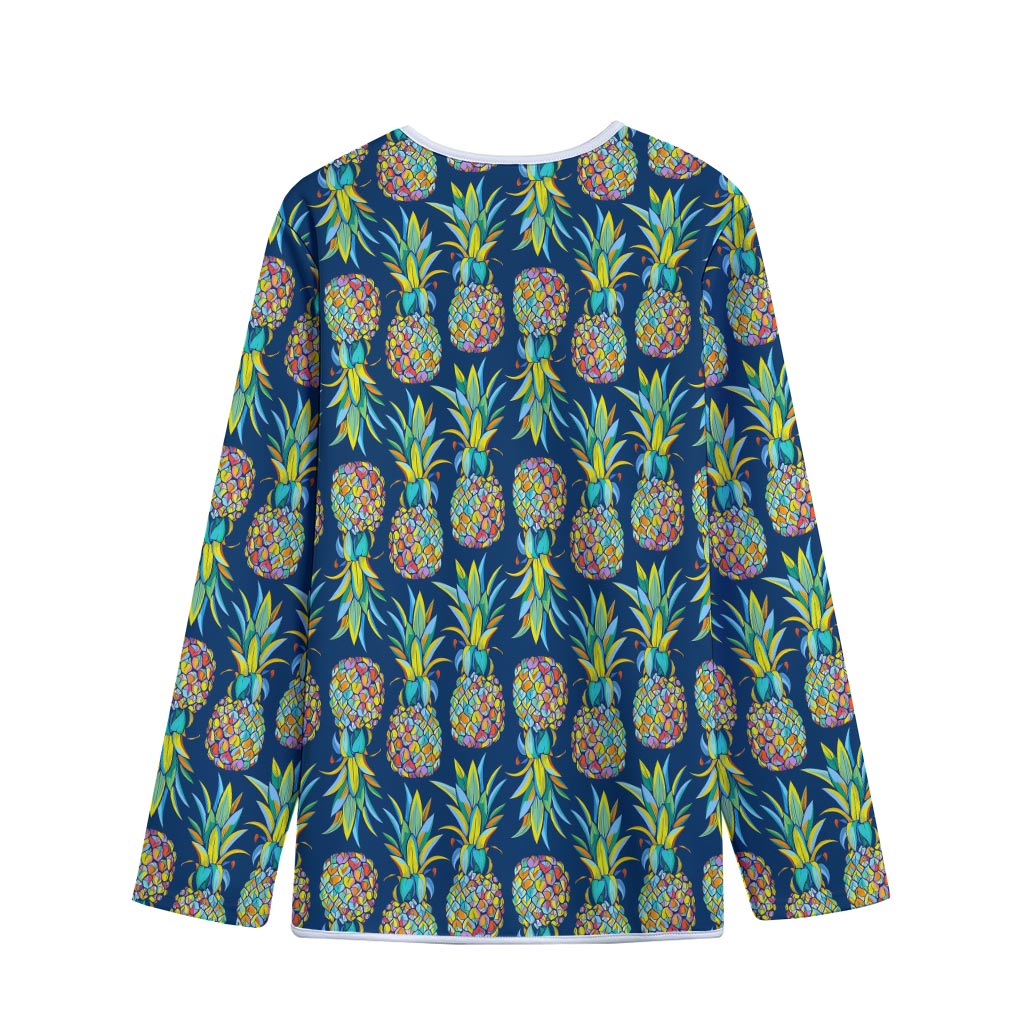 Colorful Pineapple Pattern Print Long Sleeve Short Coat