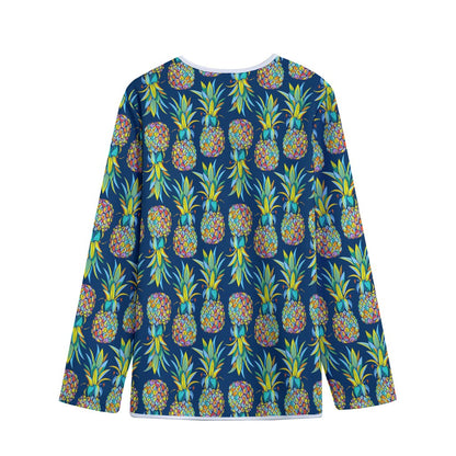 Colorful Pineapple Pattern Print Long Sleeve Short Coat