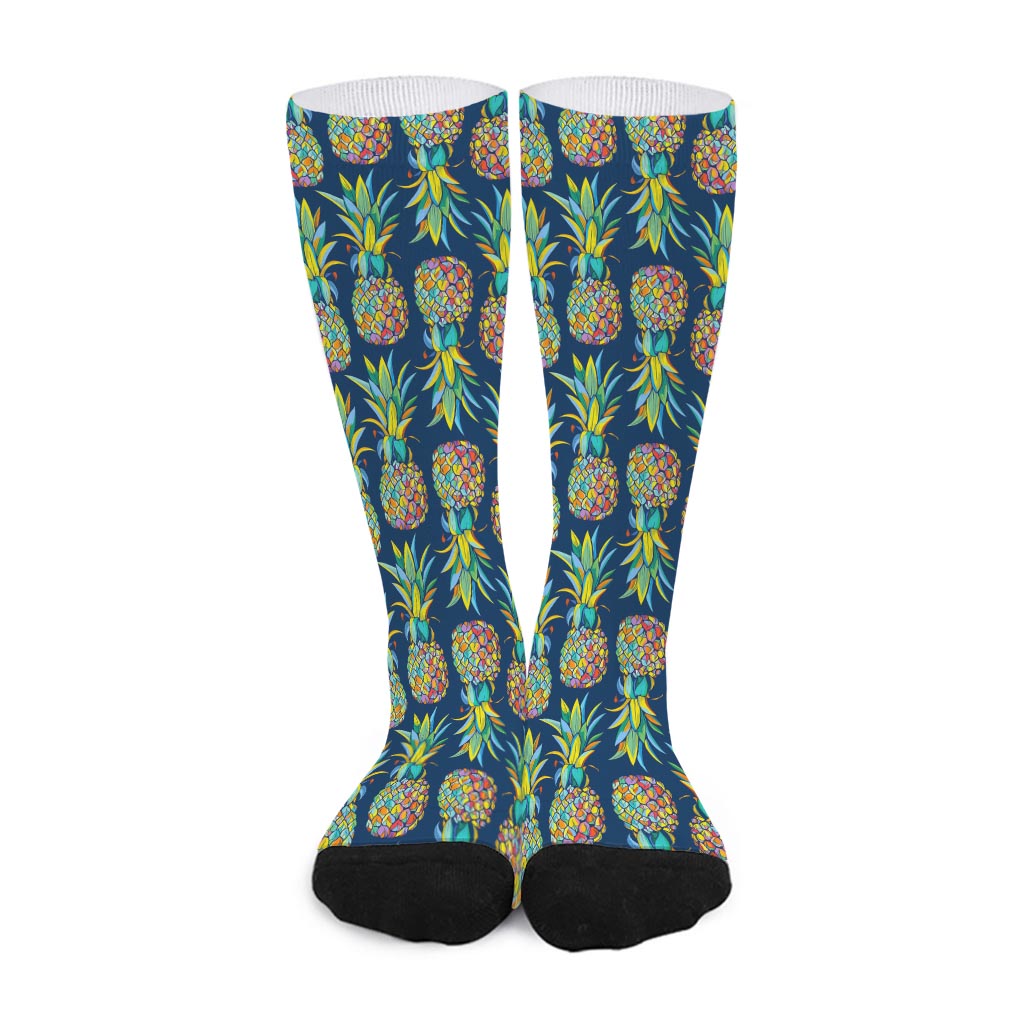 Colorful Pineapple Pattern Print Long Socks