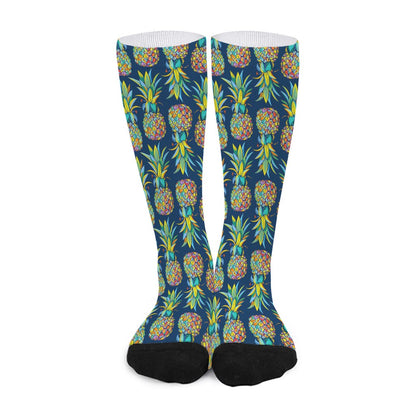 Colorful Pineapple Pattern Print Long Socks