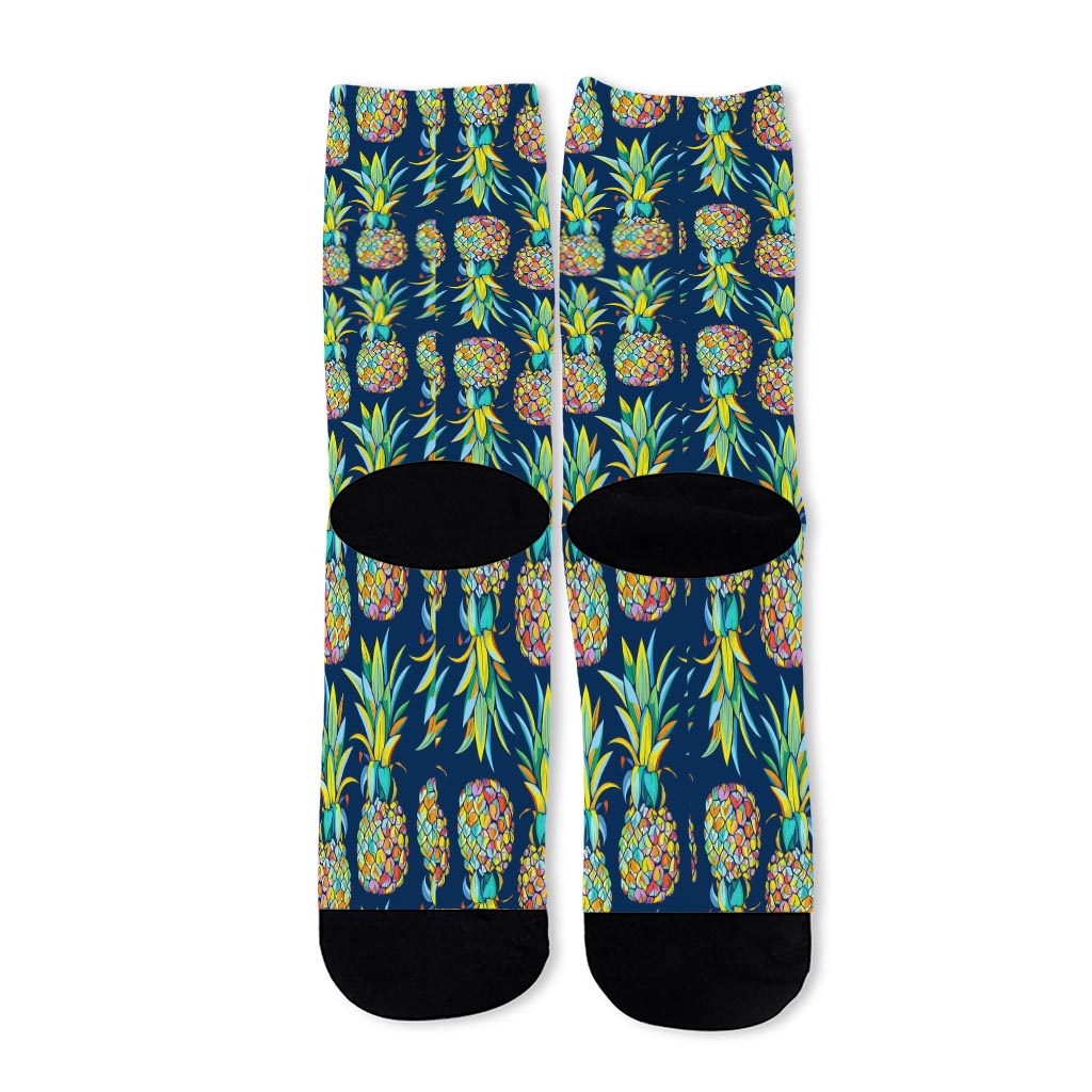 Colorful Pineapple Pattern Print Long Socks