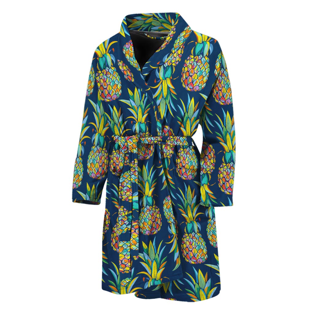 Colorful Pineapple Pattern Print Men's Bathrobe