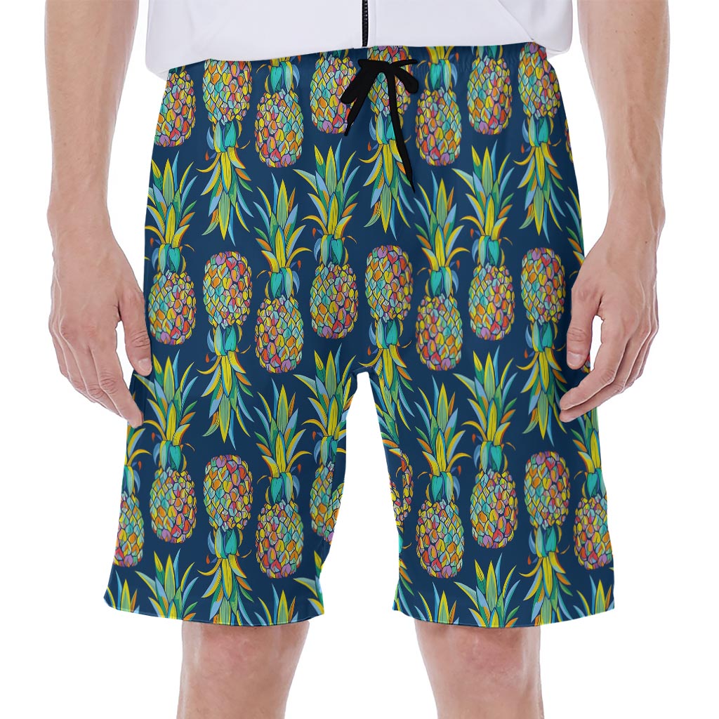 Colorful Pineapple Pattern Print Men's Beach Shorts