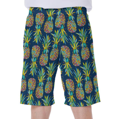Colorful Pineapple Pattern Print Men's Beach Shorts