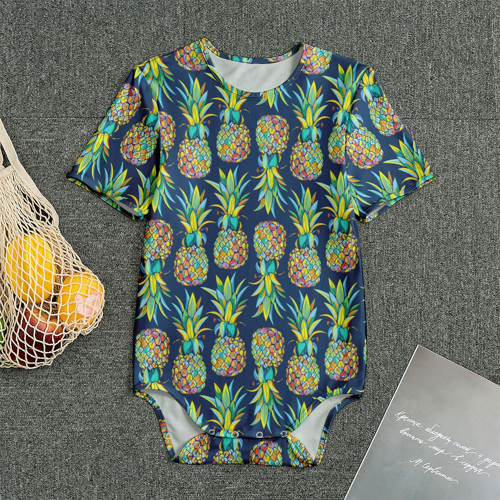Colorful Pineapple Pattern Print Men's Bodysuit