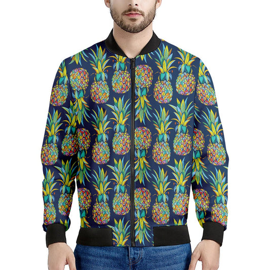 Colorful Pineapple Pattern Print Men's Bomber Jacket