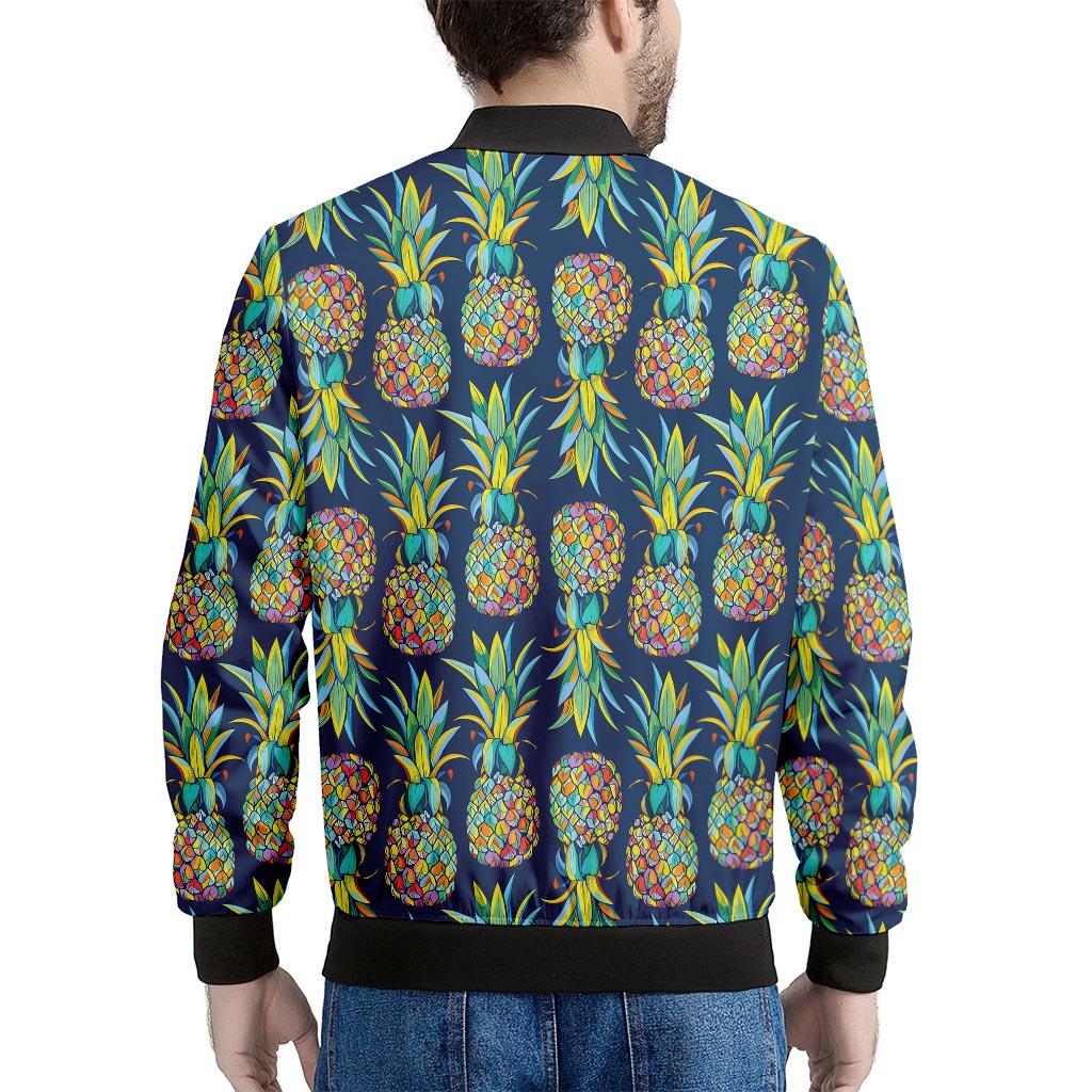 Colorful Pineapple Pattern Print Men's Bomber Jacket
