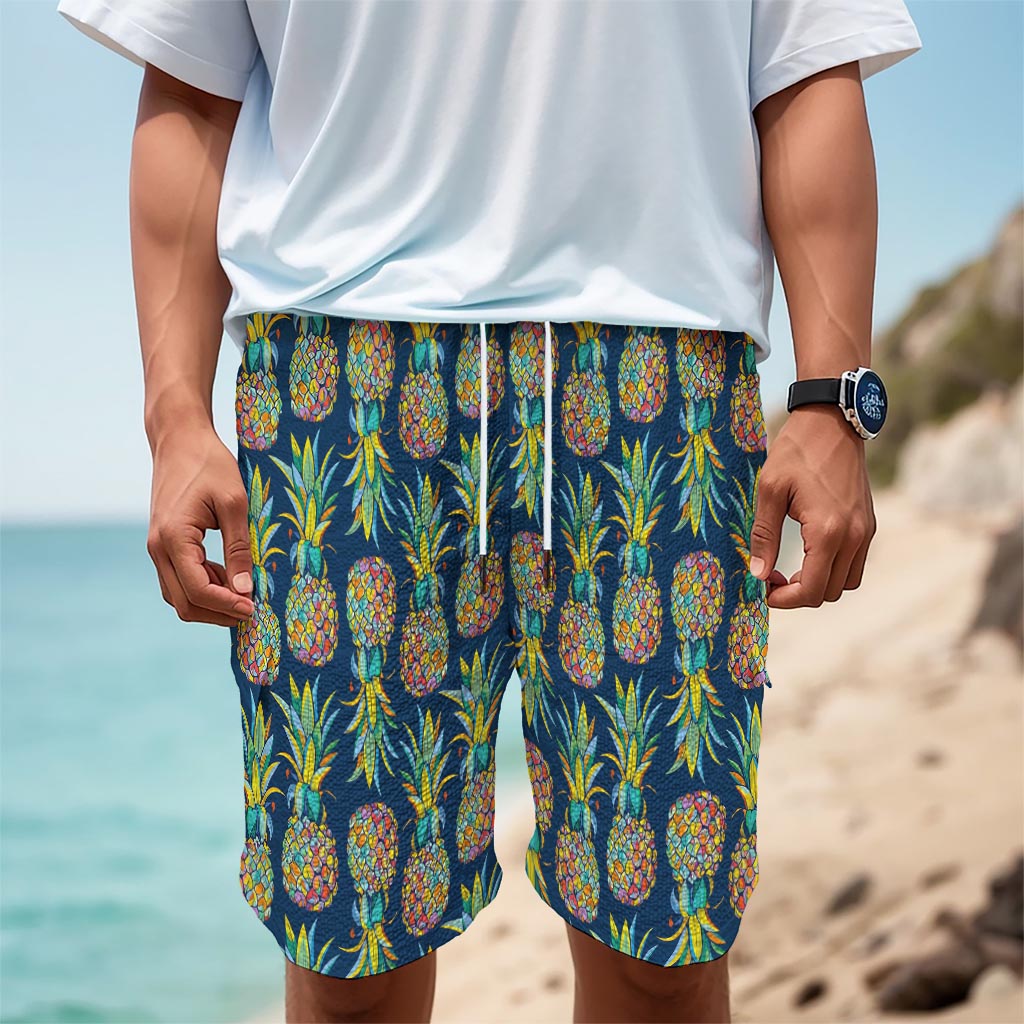 Colorful Pineapple Pattern Print Men's Cargo Shorts