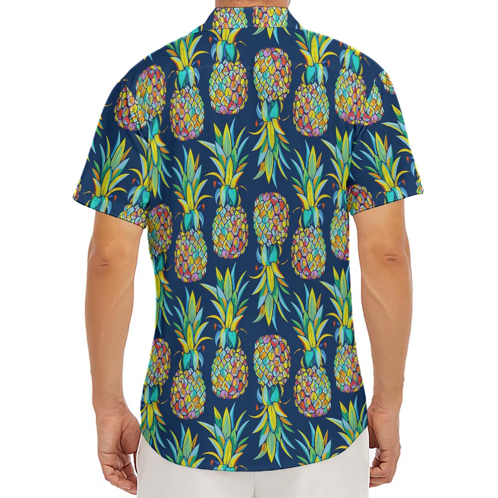 Colorful Pineapple Pattern Print Men's Deep V-Neck Shirt