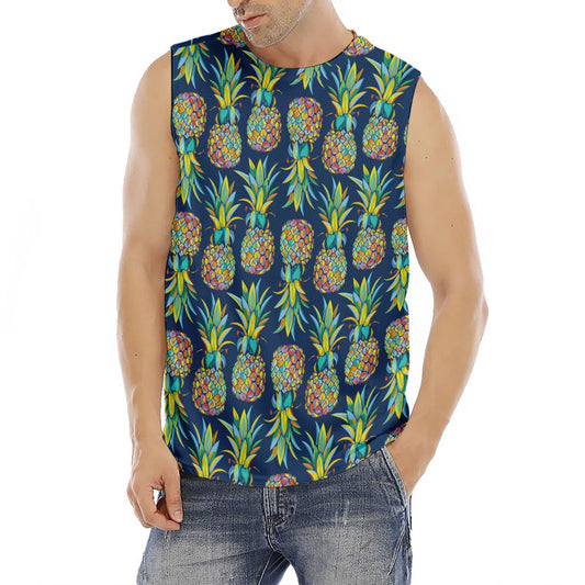 Colorful Pineapple Pattern Print Men's Fitness Tank Top