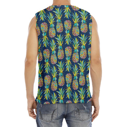 Colorful Pineapple Pattern Print Men's Fitness Tank Top