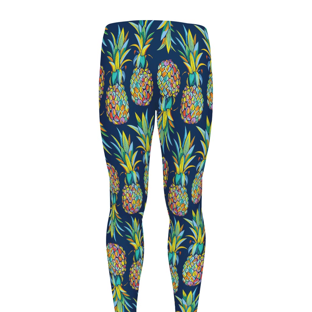 Colorful Pineapple Pattern Print Men's leggings