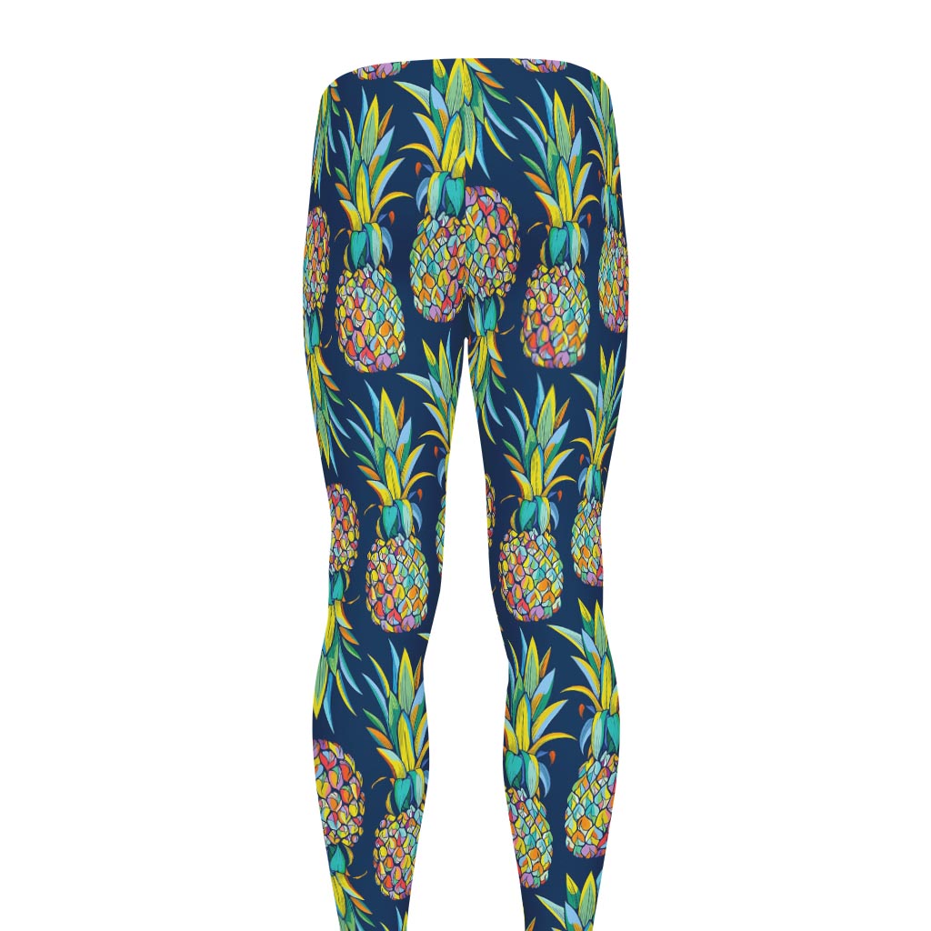 Colorful Pineapple Pattern Print Men's leggings