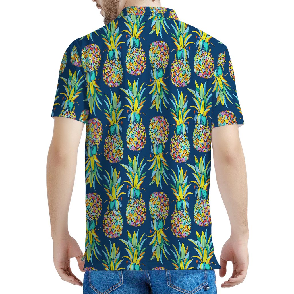 Colorful Pineapple Pattern Print Men's Polo Shirt