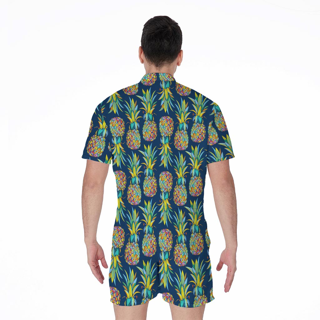 Colorful Pineapple Pattern Print Men's Rompers