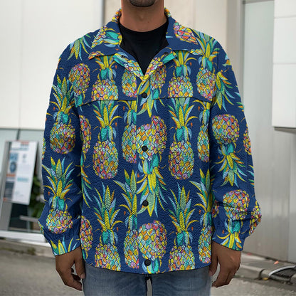 Colorful Pineapple Pattern Print Men's Shirt Jacket