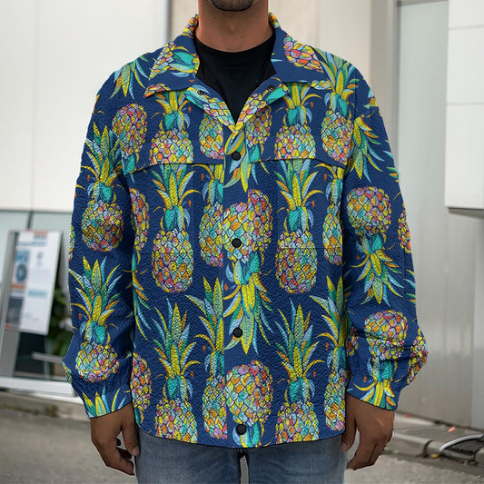 Colorful Pineapple Pattern Print Men's Shirt Jacket