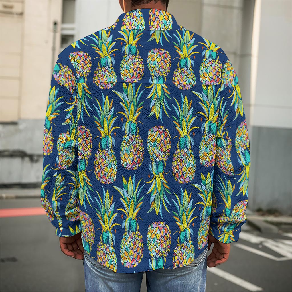 Colorful Pineapple Pattern Print Men's Shirt Jacket